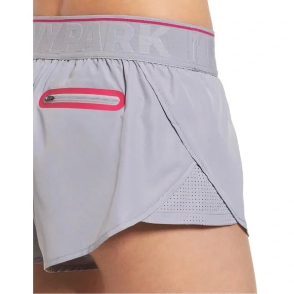 NEW IVY PARK Grey Perforated Panel Logo Waistband Running Shorts